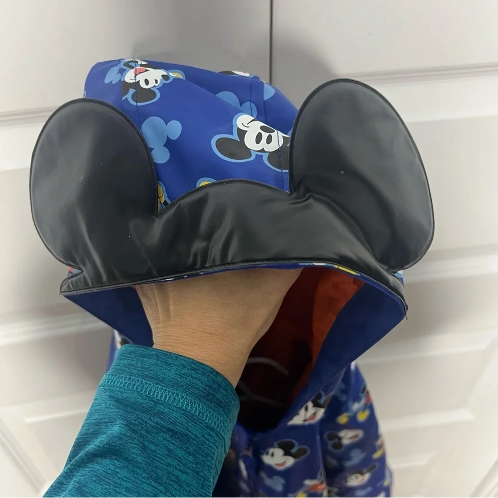 Western Chief Mickey Mouse Raincoat Boys Size 6 Blue Hooded Jacket Disney